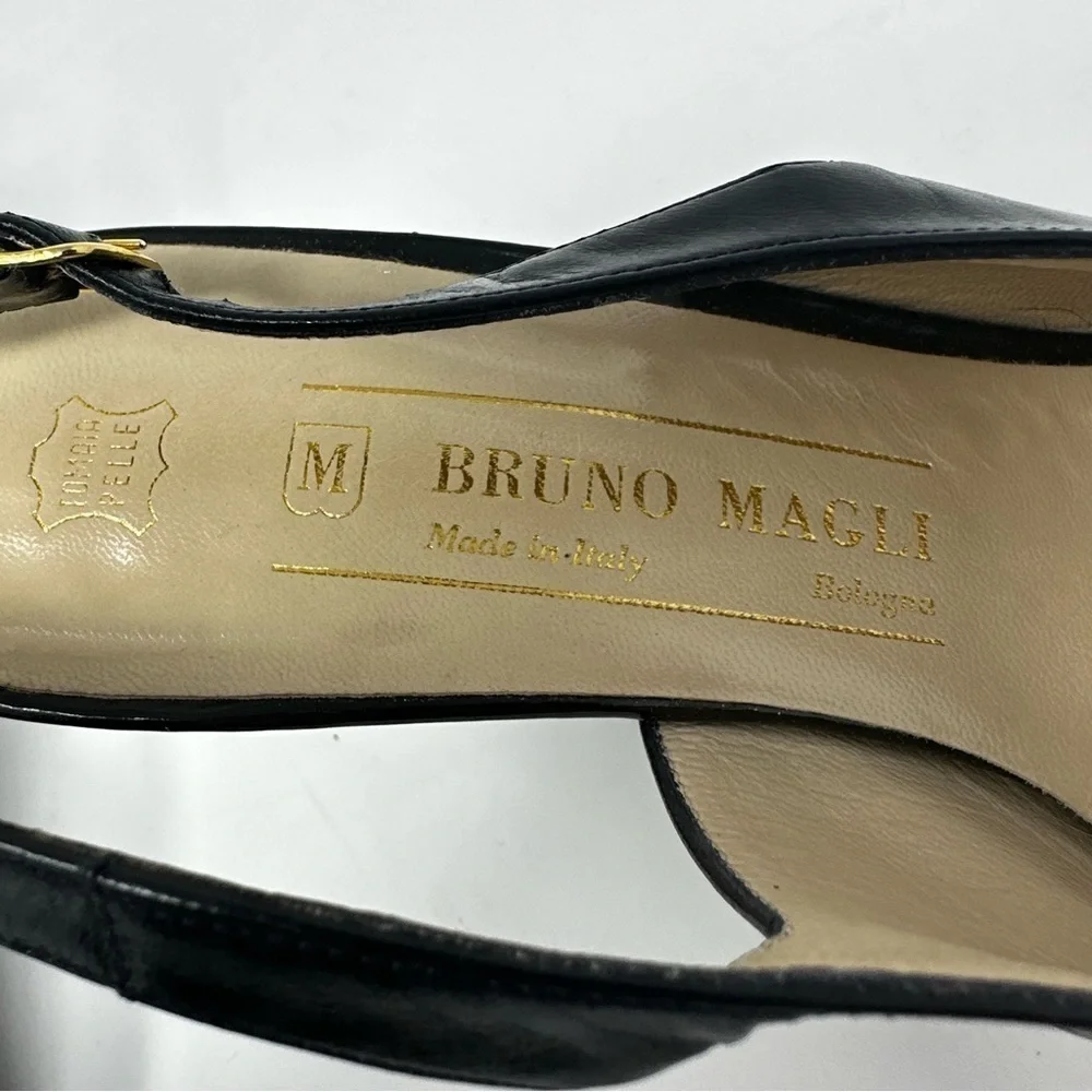 Vintage Bruno Magli for Saks Navy Leather Slingback Heels size 9 1/2 B - Picture 4 of 8